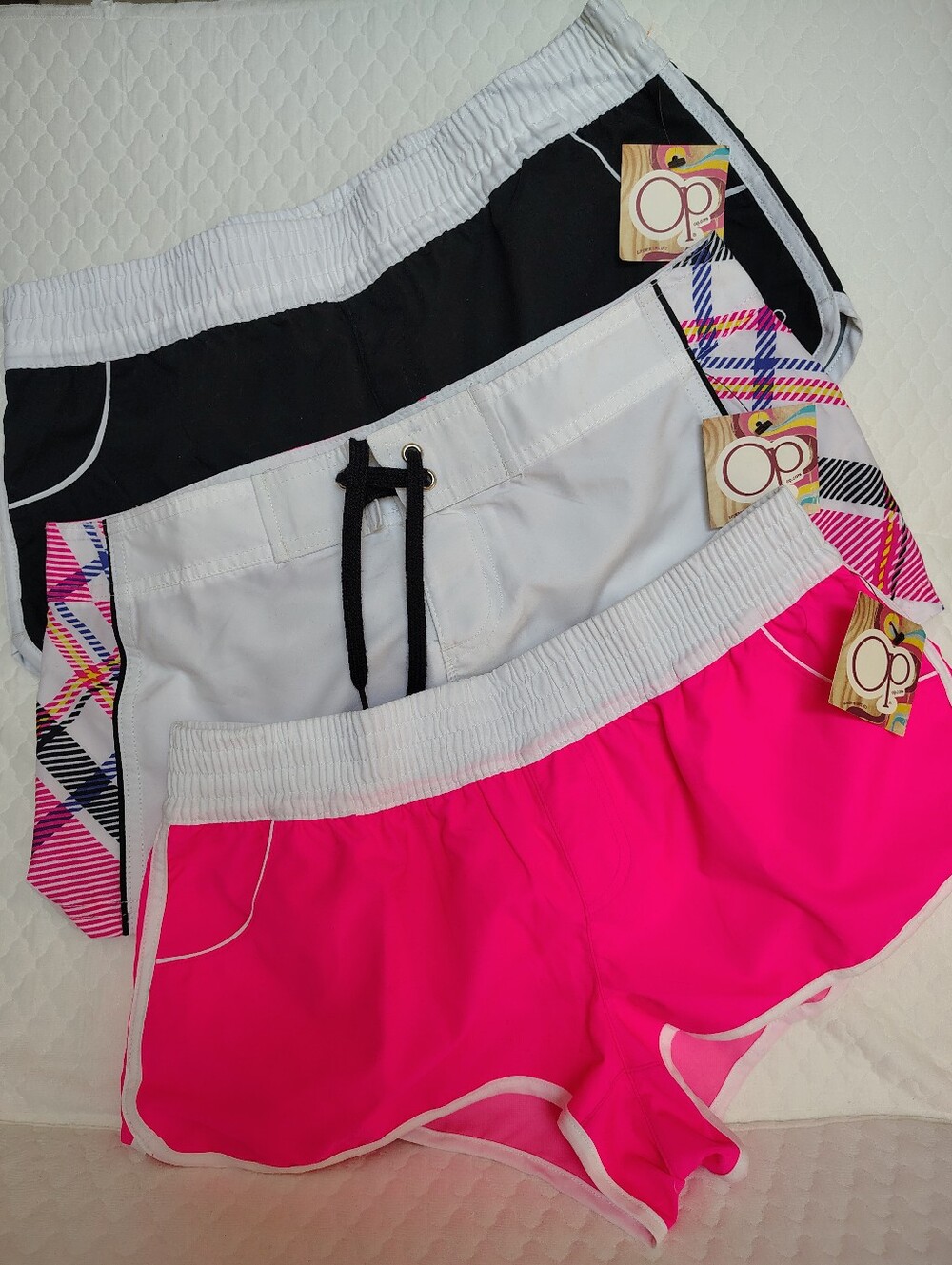 OP Women’s Active Swim Shorts - Hot Pink, White, Black (3-Pack)